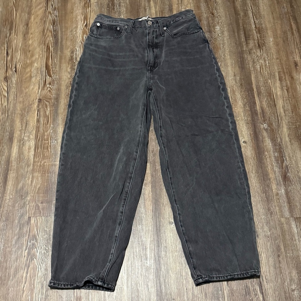 Madewell Balloon Jeans Women'a 27 High Rise Wide Leg in Noll Wash Denim